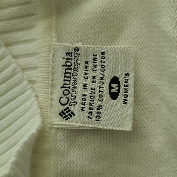 Columbia Cowl Neck Zip-Up Sweater Size Medium White Cargo Sleeve Pocket - Picture 2 of 5